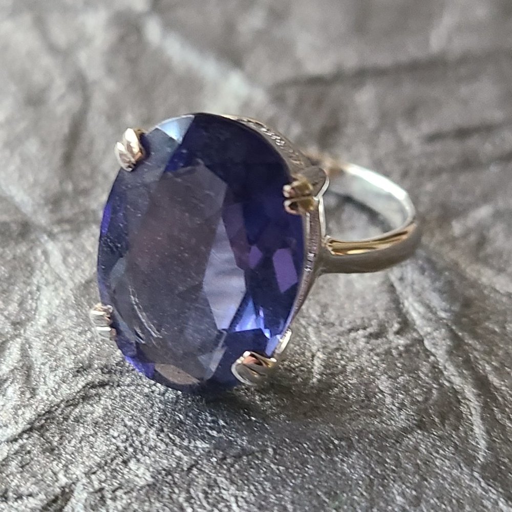 Iolite ring in Sterling Silver-Wedding Ring-Statement ring -Genuine Iolite